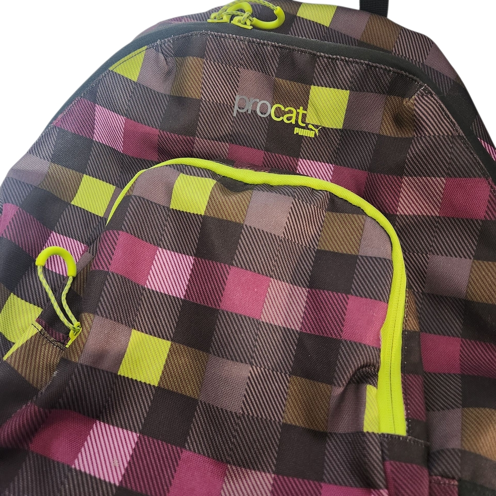 Procat Plaid Backpack with Neon Accents